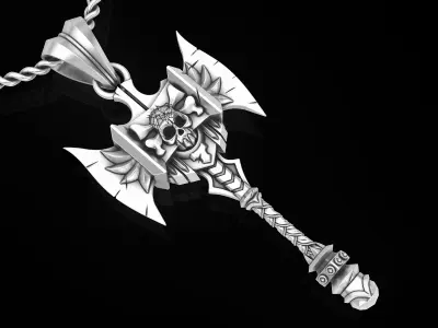 Pendant Axe Pendant Sculpture jewelry gold necklace 3D print model