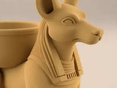 Egyptian Anubis Incense Burner 3D Model Ancient God Hieroglyphic Low-poly 3D model