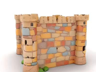 Cartoon Fortress Wall model pack Low-poly 3D model