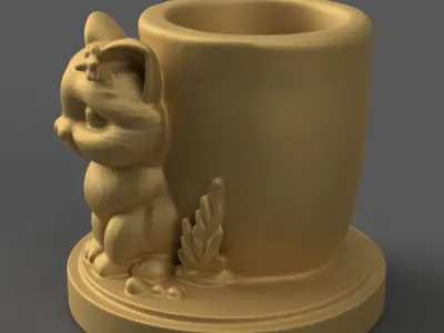 Adorable Cat planter candy container urn candle holder 2 3D print model