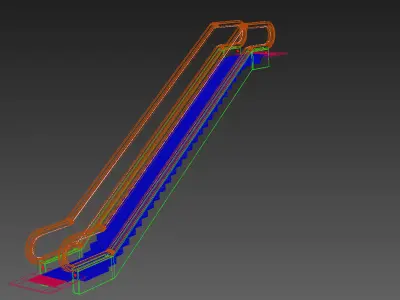 escalator going up on concrete wall 3D model