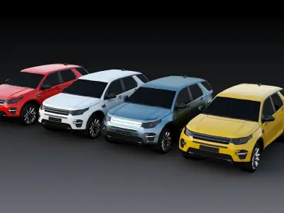 Low poly car four colors Low-poly 3D model