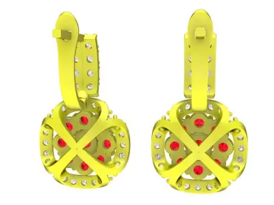 Luxury Floral Cluster Halo Earrings for Women 5640 3D print model