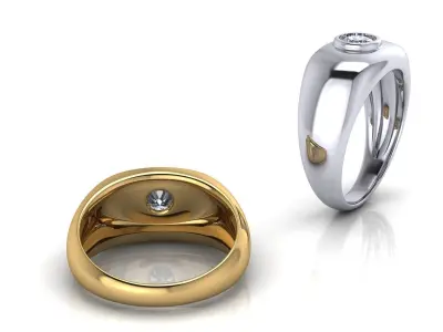 Chevalier Central Stone Band Ring 3D print model