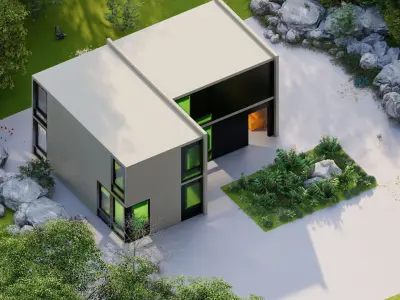 Forest villa-Casa Scene-Modern Villa 3D model
