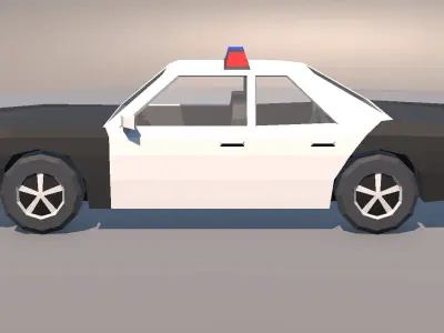 Low Poly Muscle Car Police Cruiser with Interior MOBILE READY Low-poly 3D model