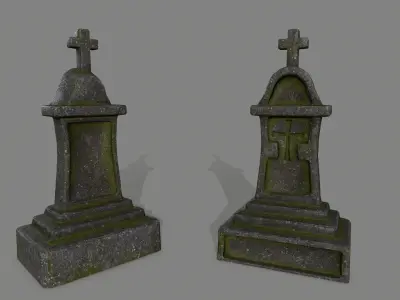 tombstone set two tombstones Low-poly 3D model
