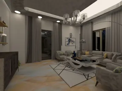 luxury drawing room or hall 3D model
