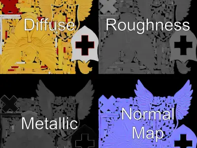 Eagle Emblem with Shield and Cross D Model Pack Low-poly 3D model