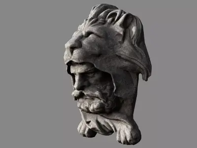 Lion hunter head Low-poly 3D model