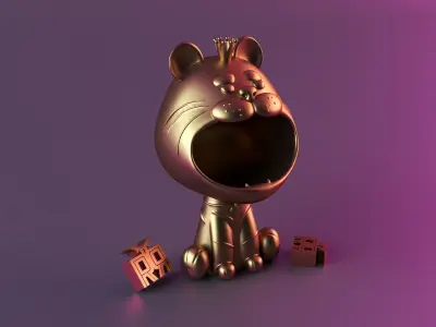 Tiger Sculpture Desk Organizer Entryway Key Holder 3D print model