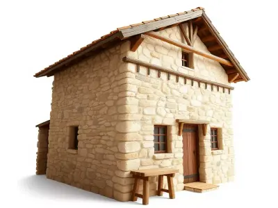 Rustic Stone Cottage model pack Low-poly 3D model