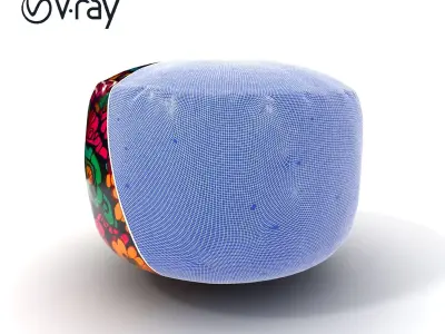 Colorful Patterned Pouf Model Pack Low-poly 3D model