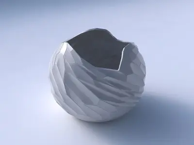 Bowl Spheric wavy with fine twisted organic cells 3D print model