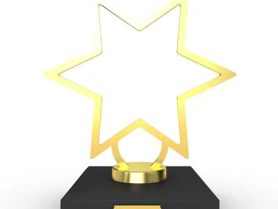 Trophy gold star award 3D model