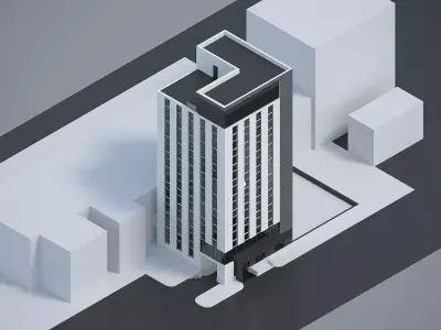 BUILDING FACADE 3D SCENE Free low-poly 3D model