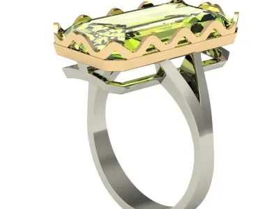 fashion ring  with gem   3D print model