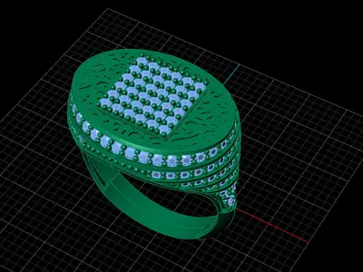 Print Ready STL 3DM  Gents Rings Diamond Men Ring  3D print model 50