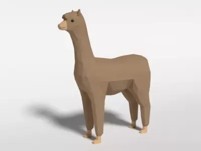 Low Poly Cartoon Alpaca Low-poly 3D model