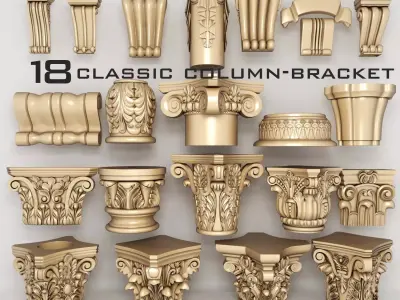 column-bracket ornate gold vase 3D model