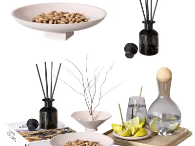 Decorative set with lemons and almond 3D model