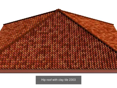 Roof set with clay tile 3D Model Pack