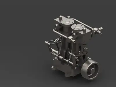 Twin cylinder steam engine 3D model