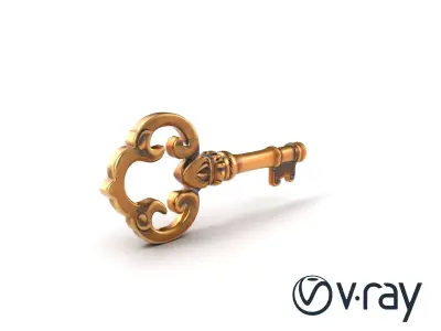 Antique Key Detailed Sculpture model pack Low-poly 3D model