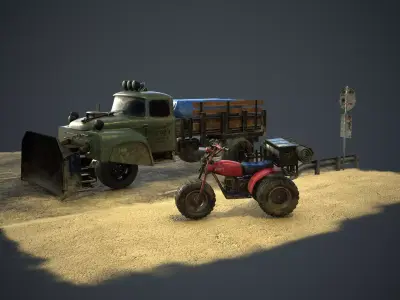 Truck and Trike Diorama  3D model