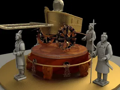 Chinese  chariot with warrior  3D model