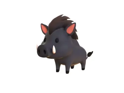 Cartoon Wild Boar Animal 03 Low-poly 3D model