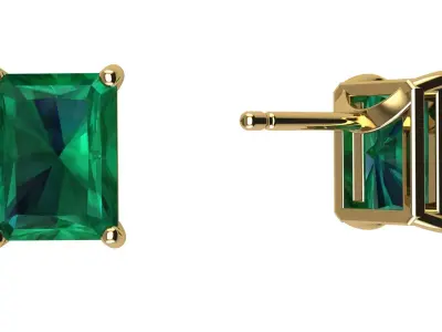 Solitaire Octagonal 8x6 mm Earring 3D print model