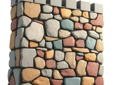 Colorful Stone Wall model pack Low-poly 3D model