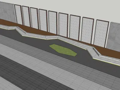 Modern boundary wall design 3D model