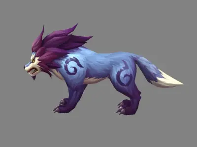 Cartoon wild wolf Low-poly 3D model