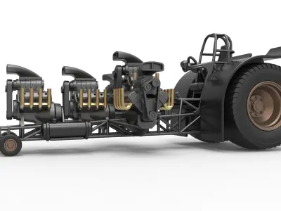 Pulling tractor with 5 engines V8 Version 4 Scale 1 to 25 3D print model