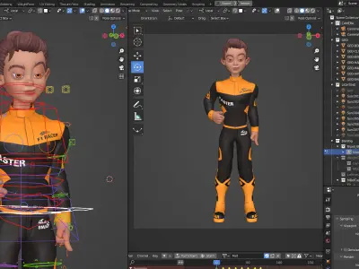 Rigged F1 Male Driver using BlenRig 6 Addon in Blender 3 3D model