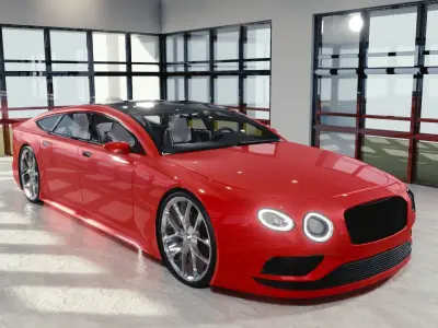 BLENDER EEVEE Brandless Extended Wheelbase 4 door coupe Low-poly 3D model