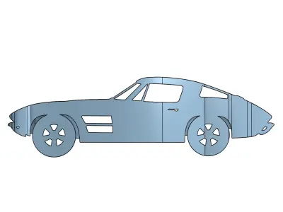 2021 C8 Corvette to 1963 Corvette illusion print 3D print model