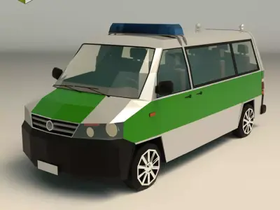 Low Poly Police Van 02 Low-poly 3D model