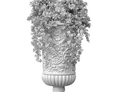 Flowerbed Bouquet Magnolia plant in a classic tall Luxury  vase 3D model