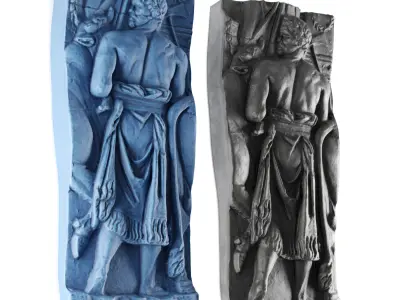 Classic greek man relief Low-poly 3D model