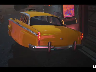 Cyberpunk Hover Taxi Driveable Animated Low-poly 3D model