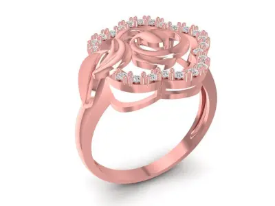 Luxury Rose Diamond Flower Ring for Women 1480 3D print model