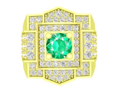 Luxury Emerald Pave Ring for Men  3764 3D print model