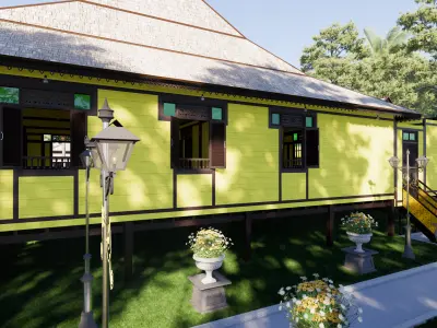Limas Traditional House of Sambas West Borneo - Type 1 3D model