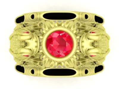Luxury Ornate Oval Gemstone Men Ring 3D Jewelry Model 3803 3D print model