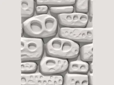 Dry Stacked Irregular Stone Wall 3D model