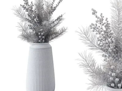 Christmas bouquet in red vase  3D model