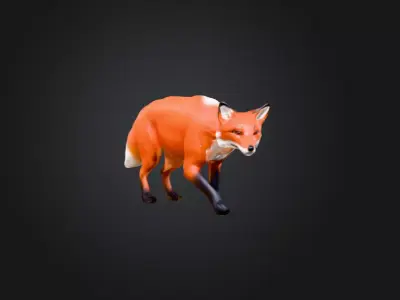Scarlet Forest Fox Low-poly 3D model